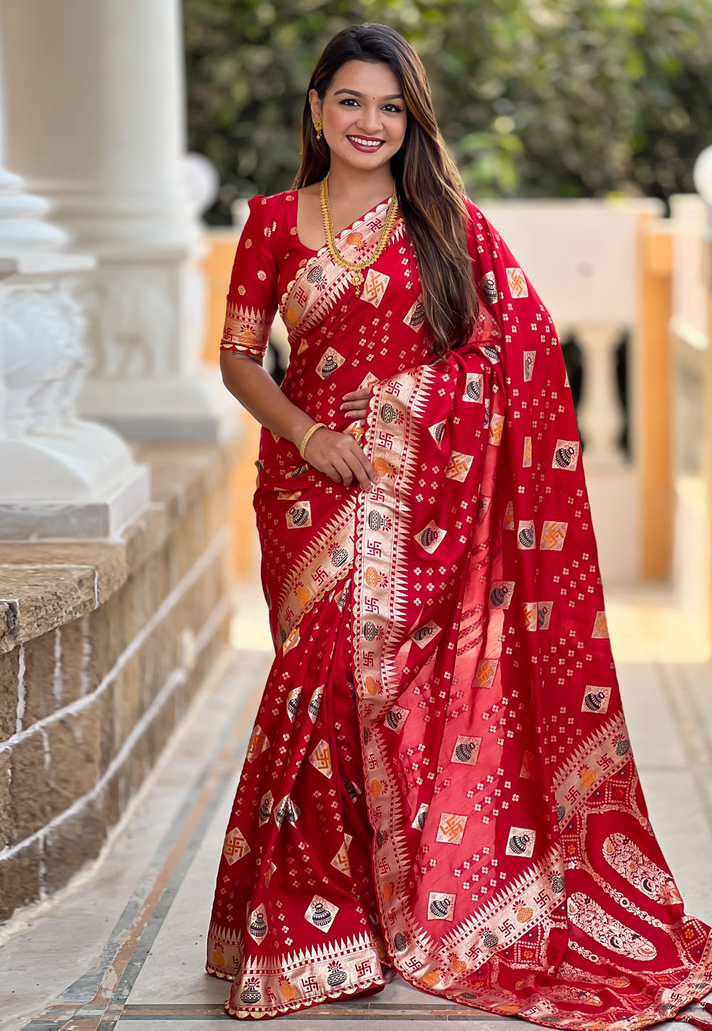 Red Silk Saree With Blouse 310688