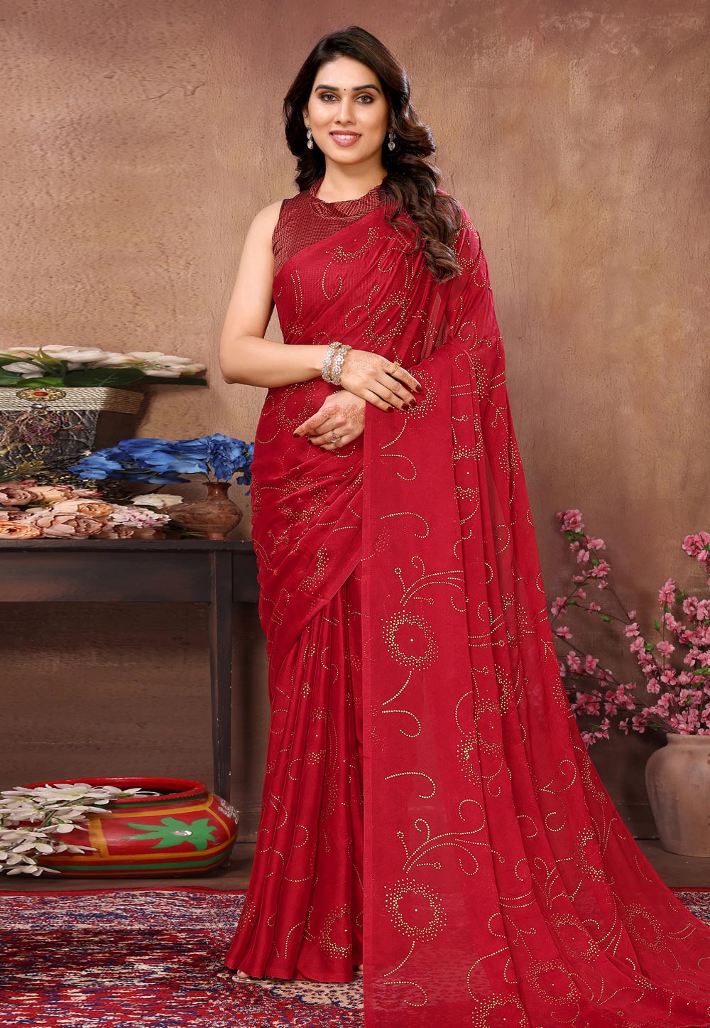 Red Silk Saree With Blouse 284537