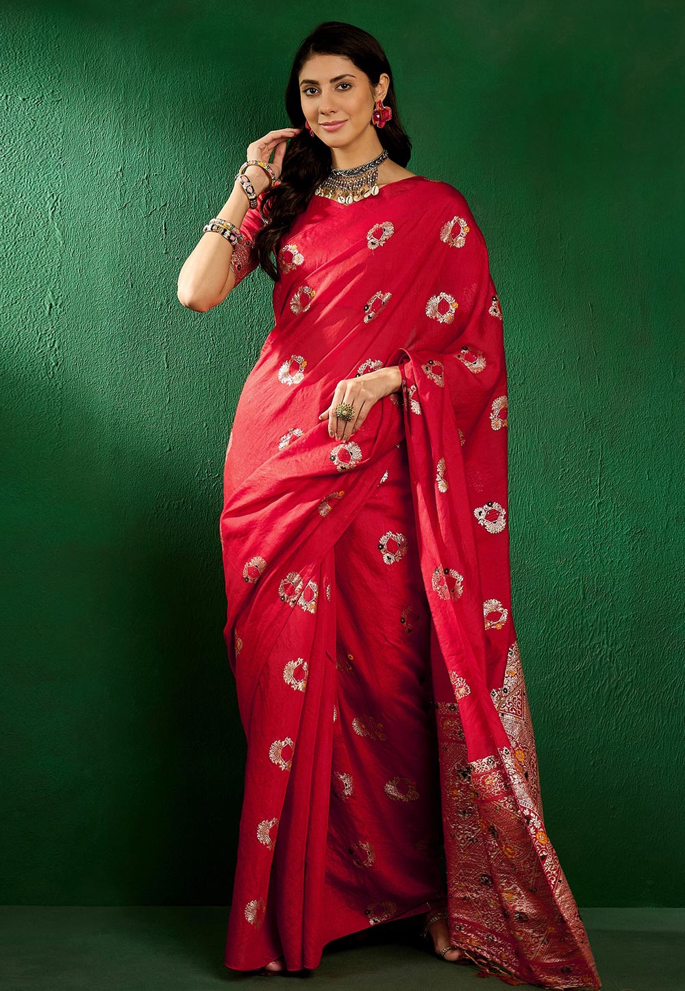 Red Silk Saree With Blouse 283534