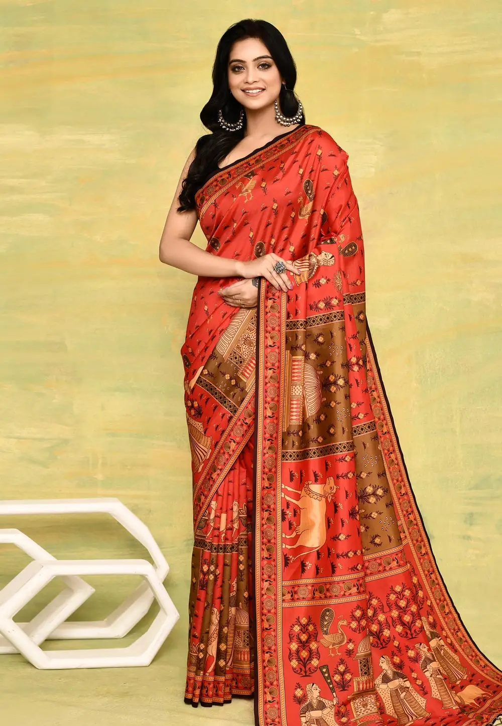 Red Silk Saree With Blouse 296287