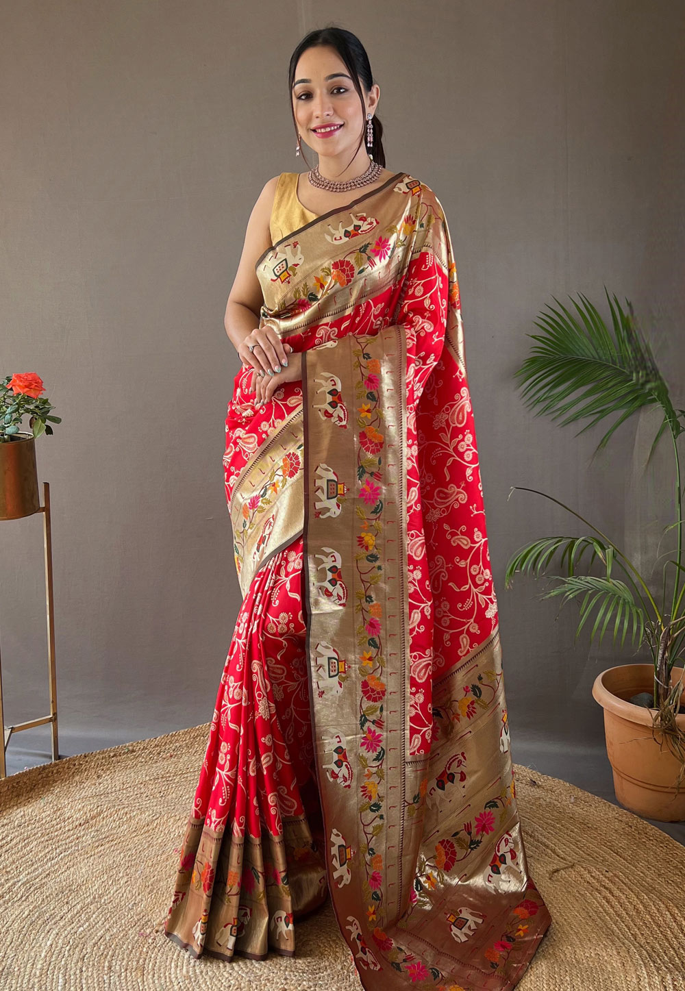 Red Silk Saree With Blouse 287429