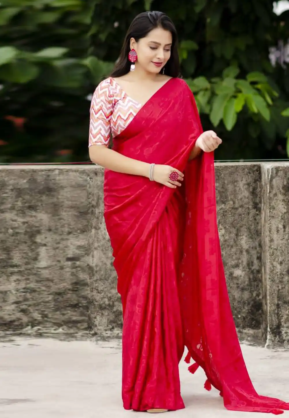 Red Silk Saree With Blouse 289738