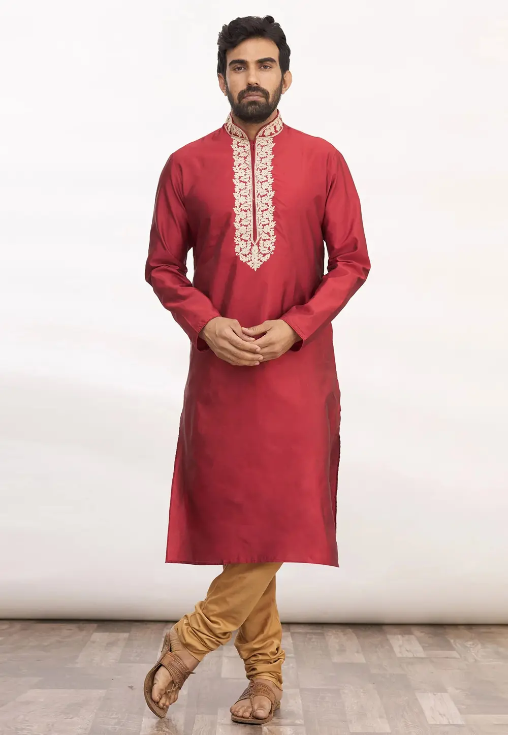 Red Taffeta Kurta Pajama 300784