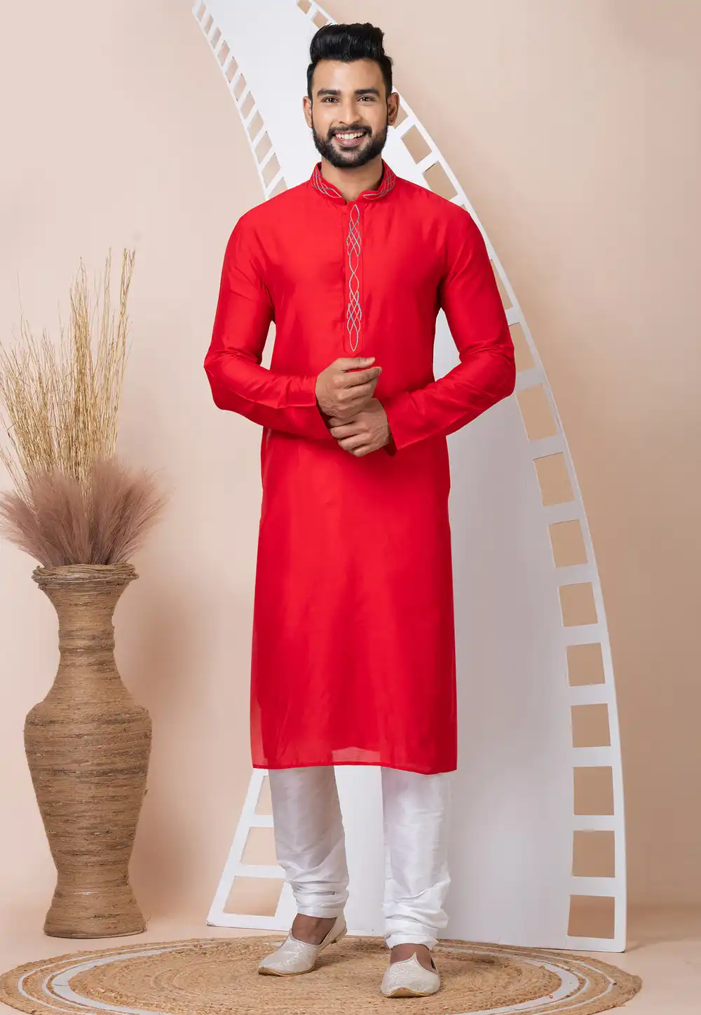 Red Viscose Kurta Pajama 293957