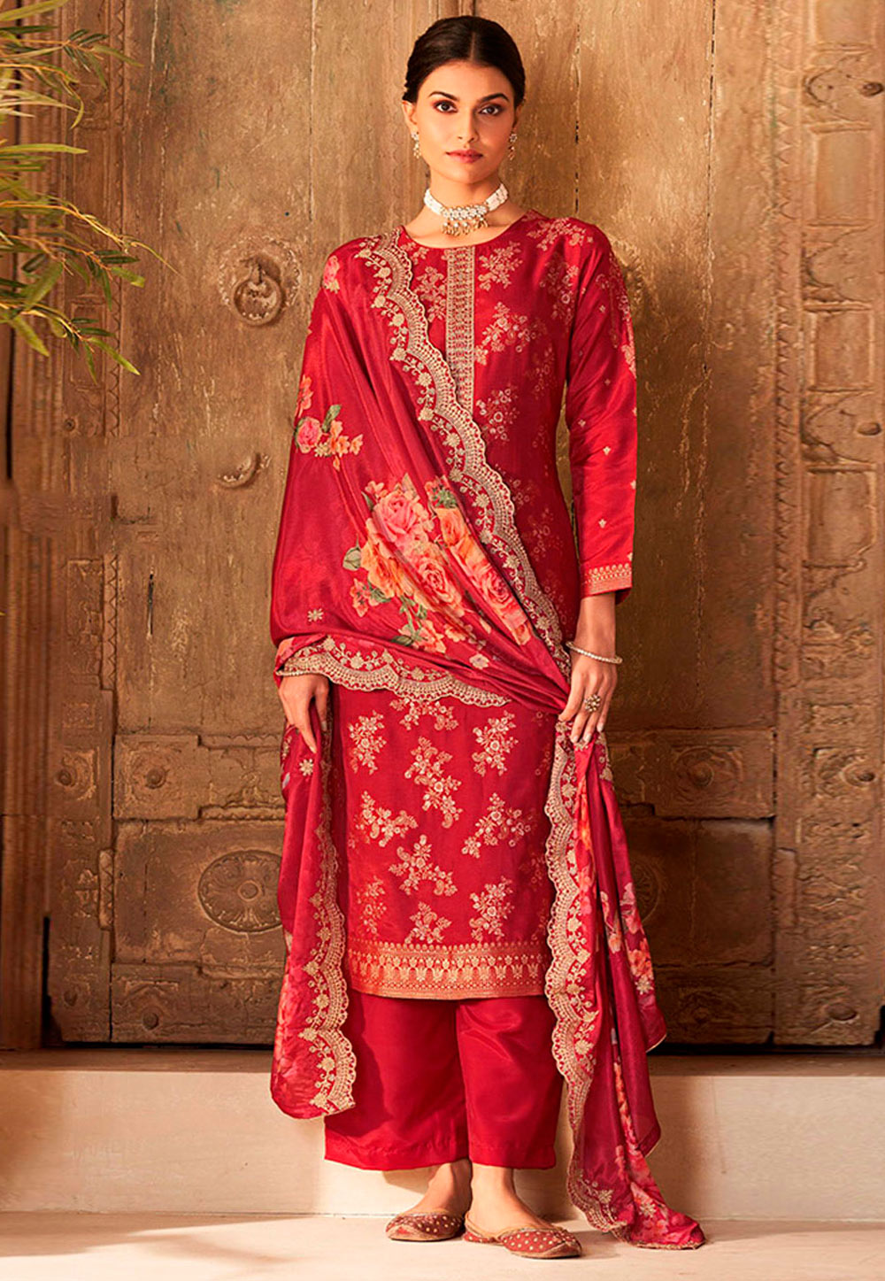Red Viscose Pakistani Suit 309575