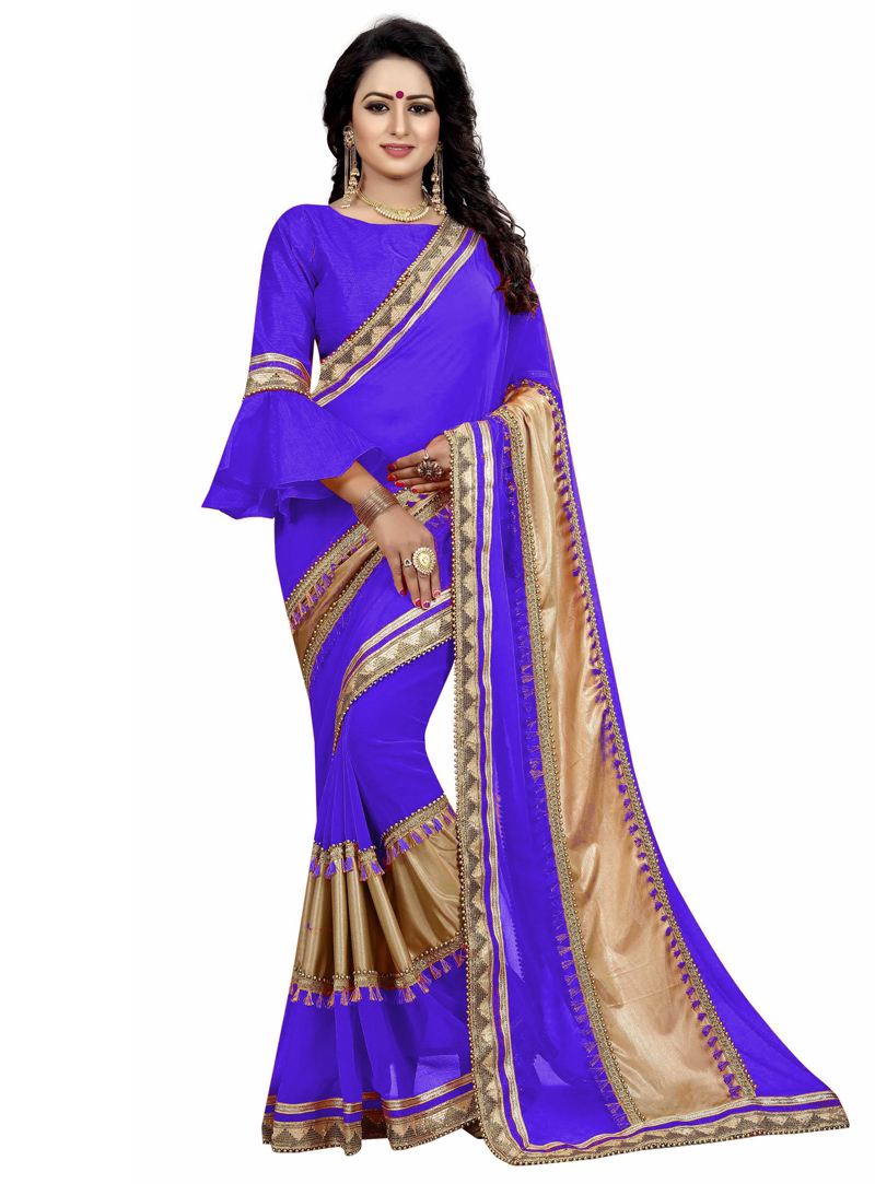Royal Blue Silk Saree With Blouse 127859