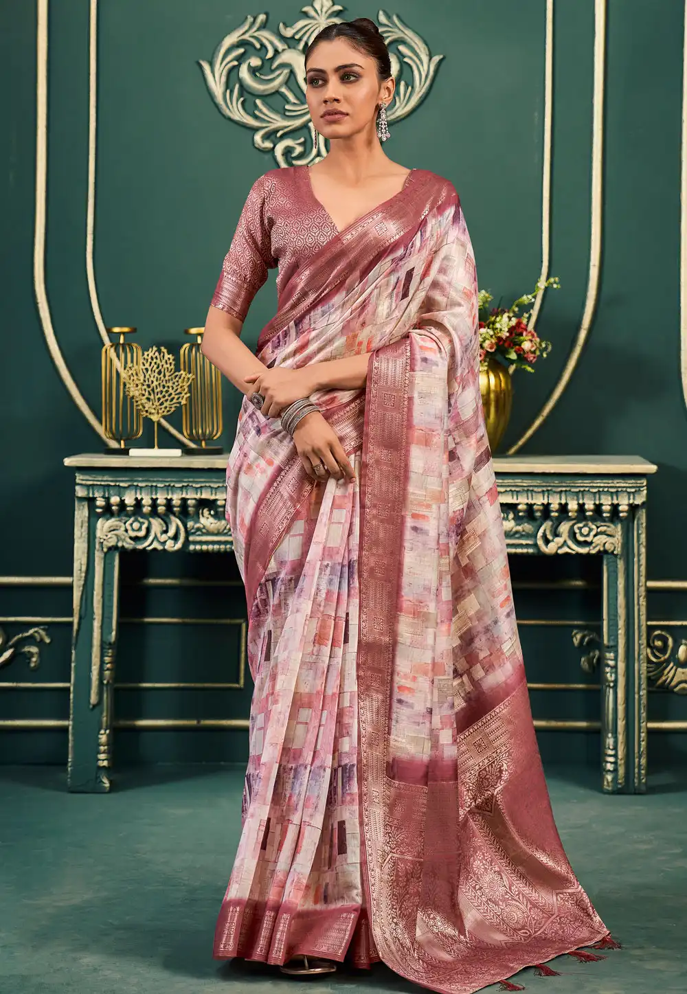 Rust Cotton Saree With Blouse 288749