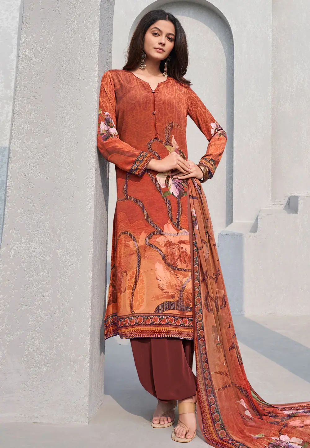 Rust Crepe Palazzo Suit 302068