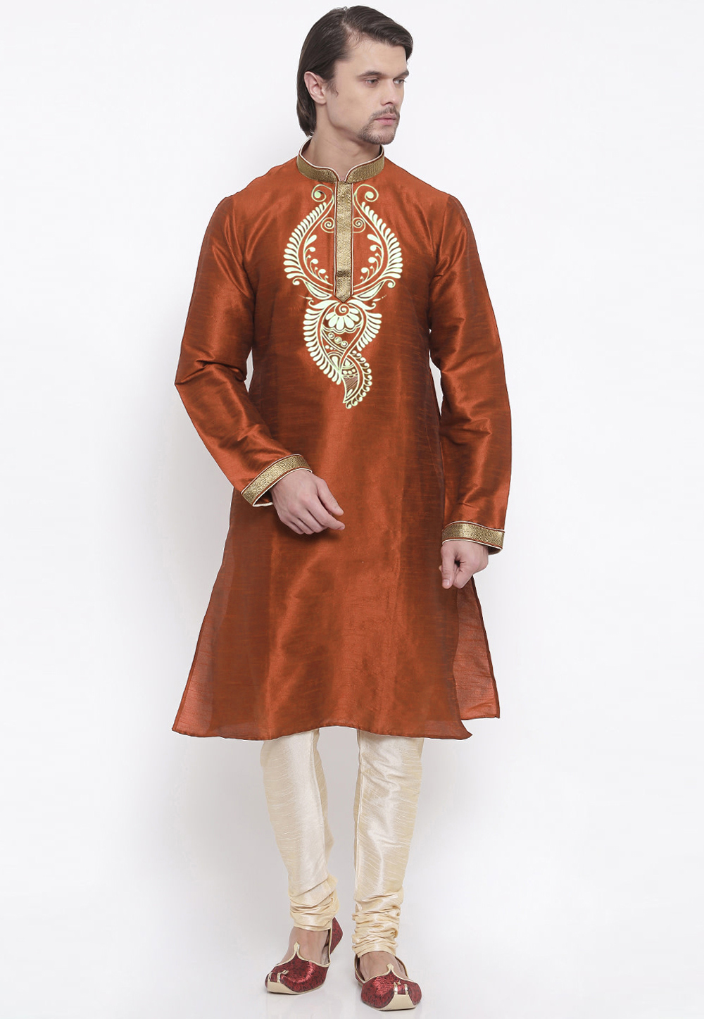 Rust Dupion Silk Kurta Pajama 305152