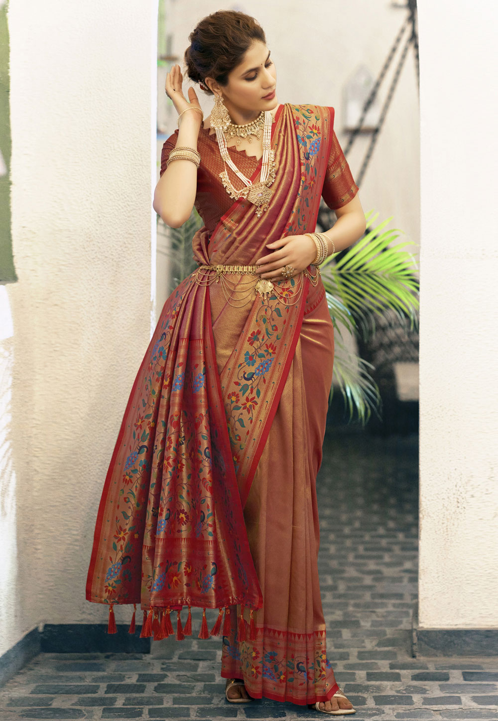 Rust Silk Paithani Saree 287004