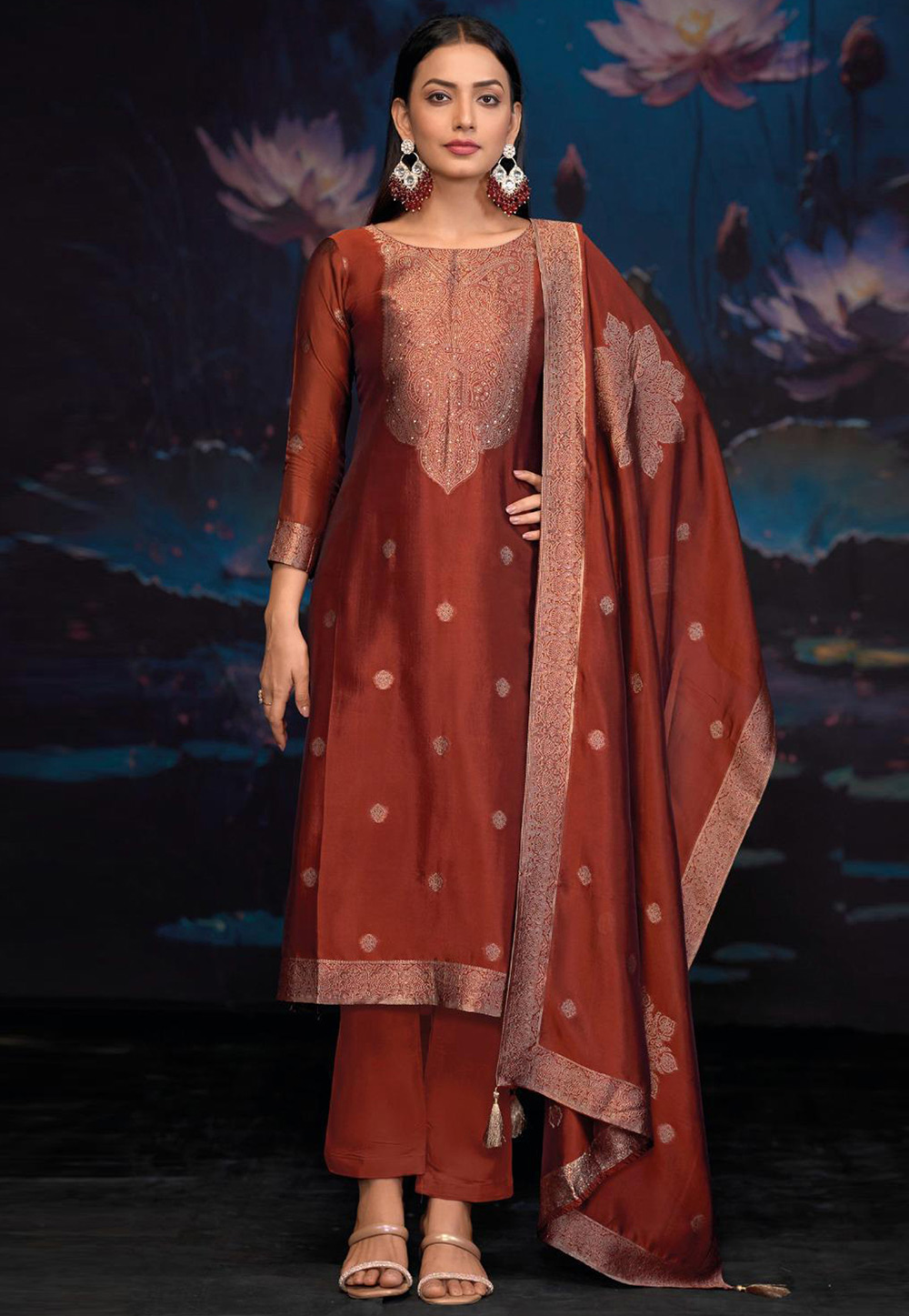 Rust Silk Pant Style Suit 309500