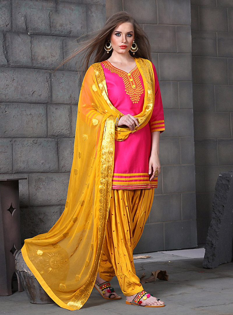 Pink Cotton Punjabi Suit 144749