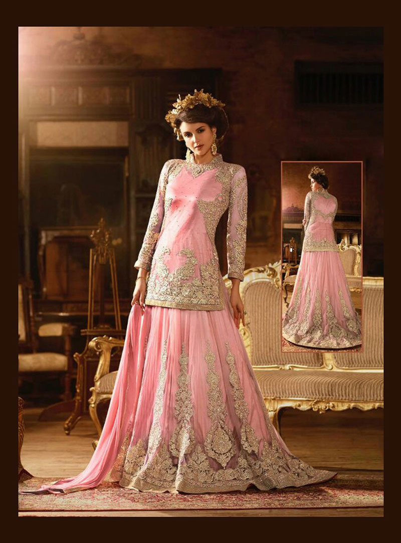 Pink Net Wedding Salwar Kameez 76239