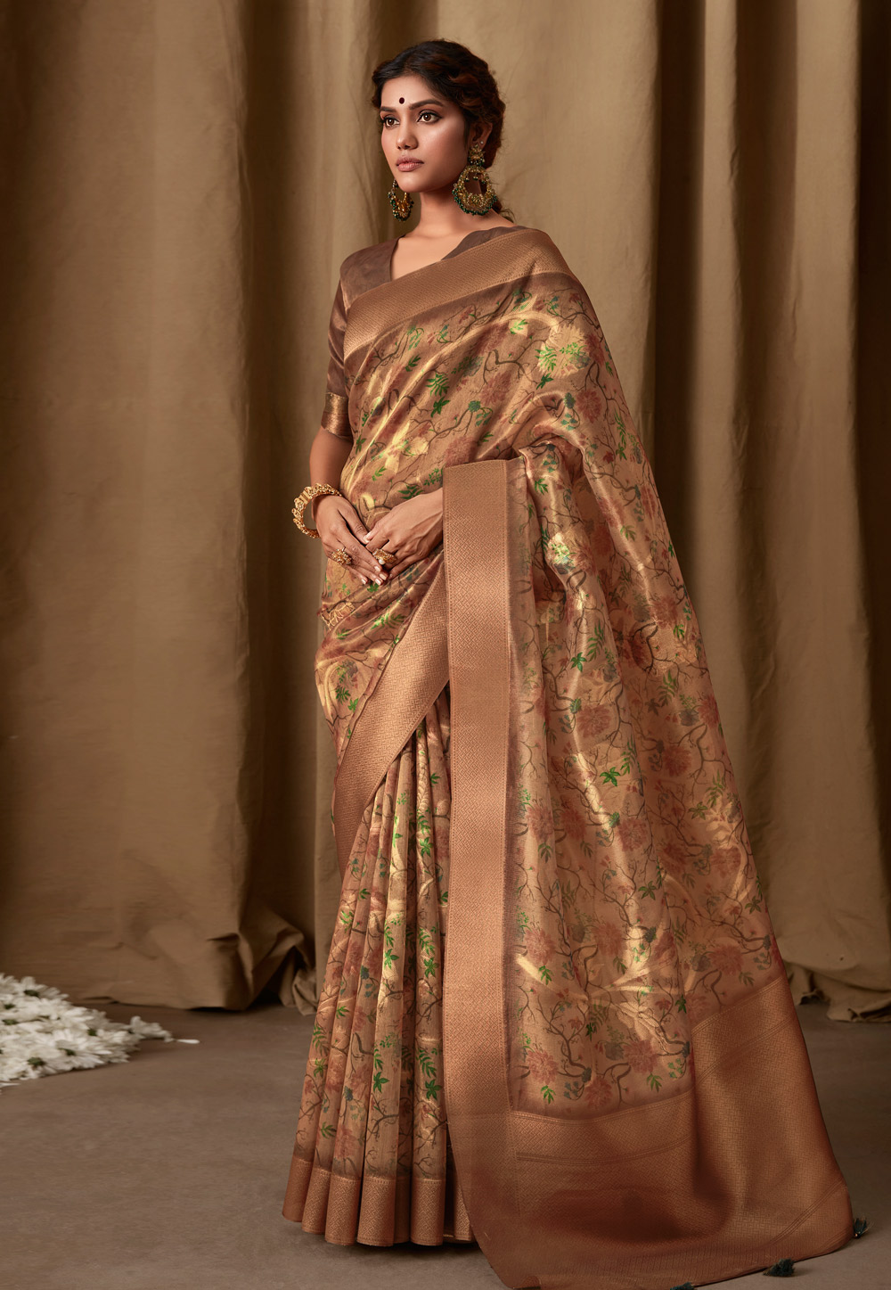 Beige Banarasi Saree 276604
