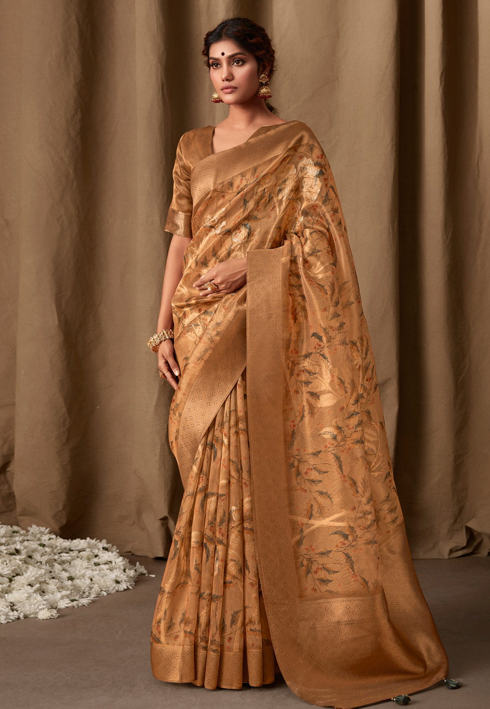 Golden Silk Banarasi Sarees – Gunj Fashion