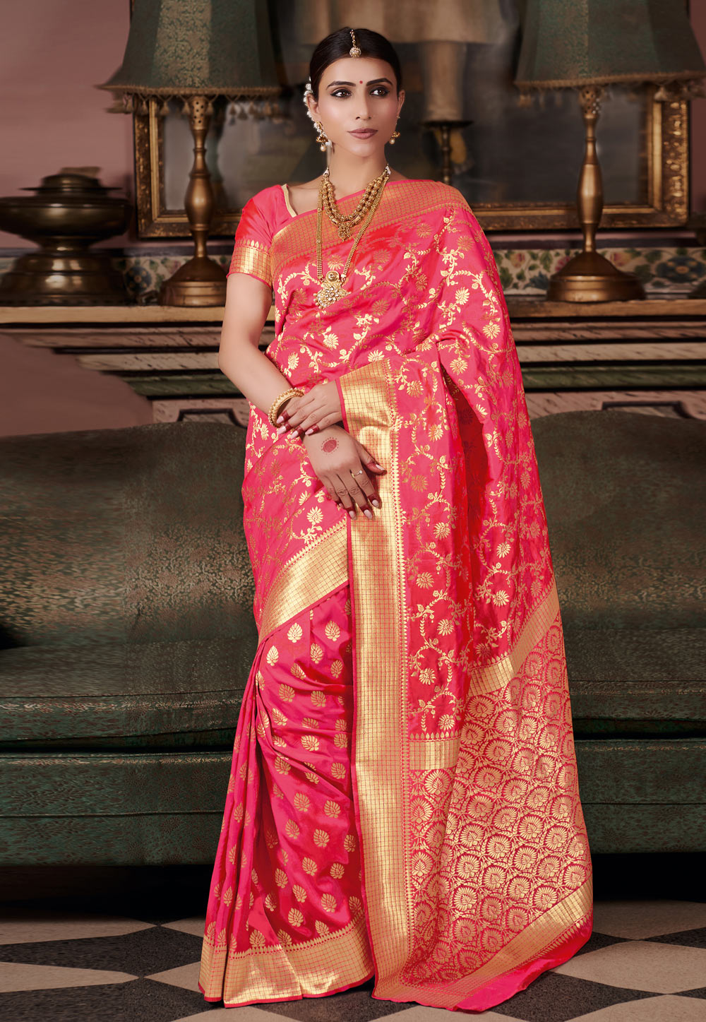 Pink Silk Festival Wear Saree 207055