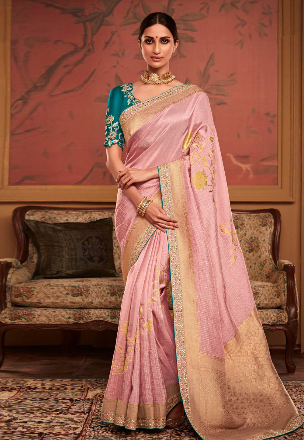 Pink Silk Saree With Blouse 270405