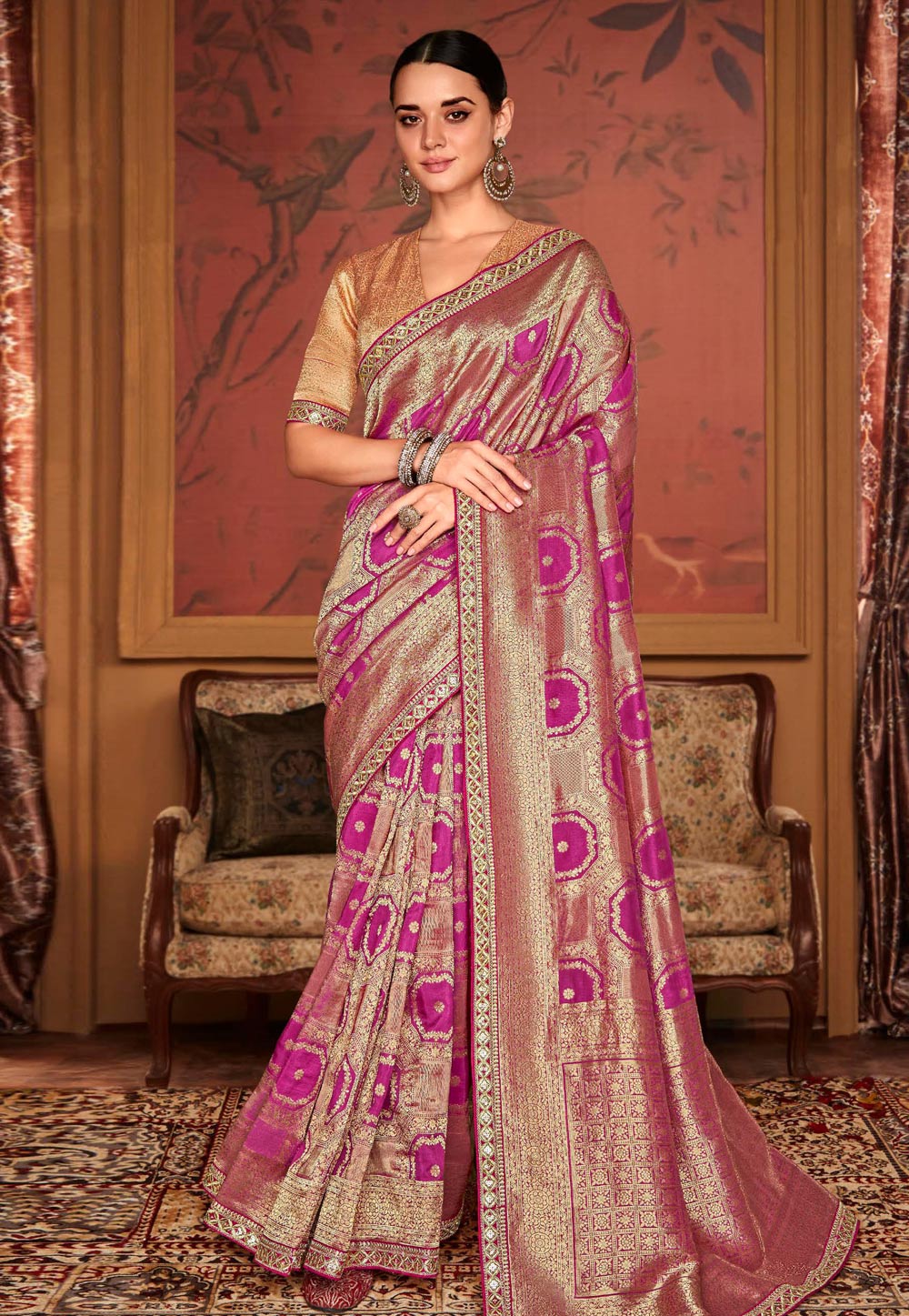 Magenta Silk Saree With Blouse 270407