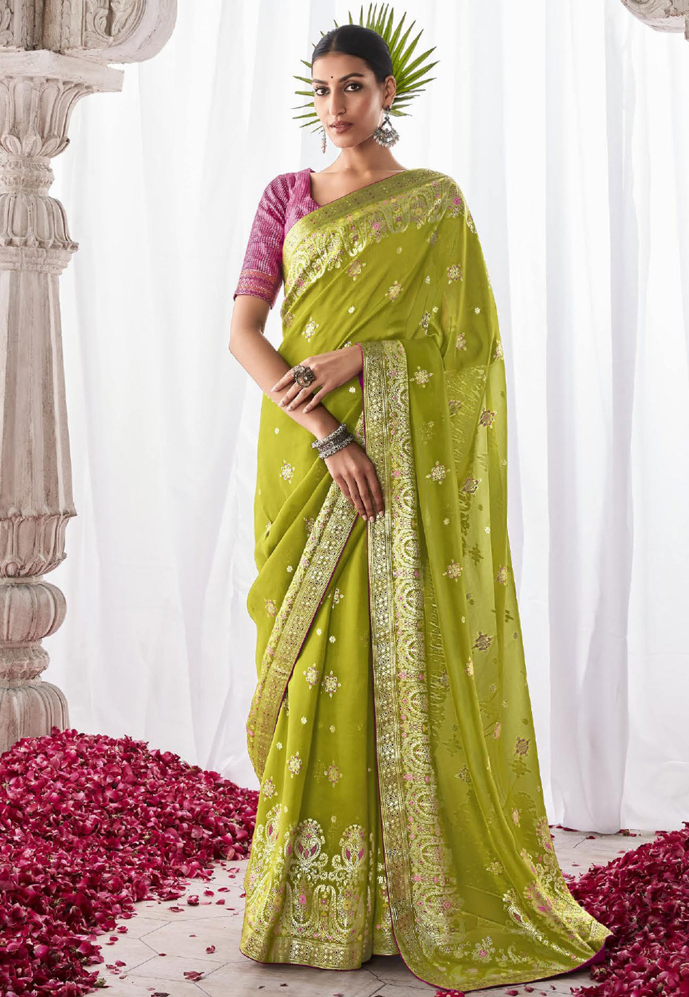 Light Green Silk Saree With Blouse 275920