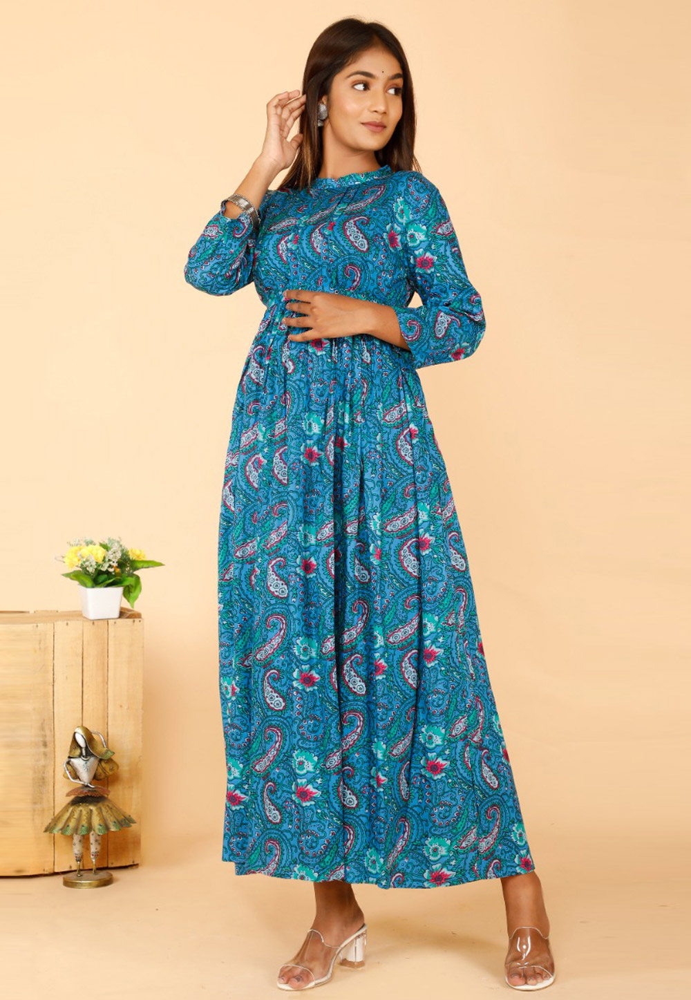 Blue Rayon Long Kurti 264985