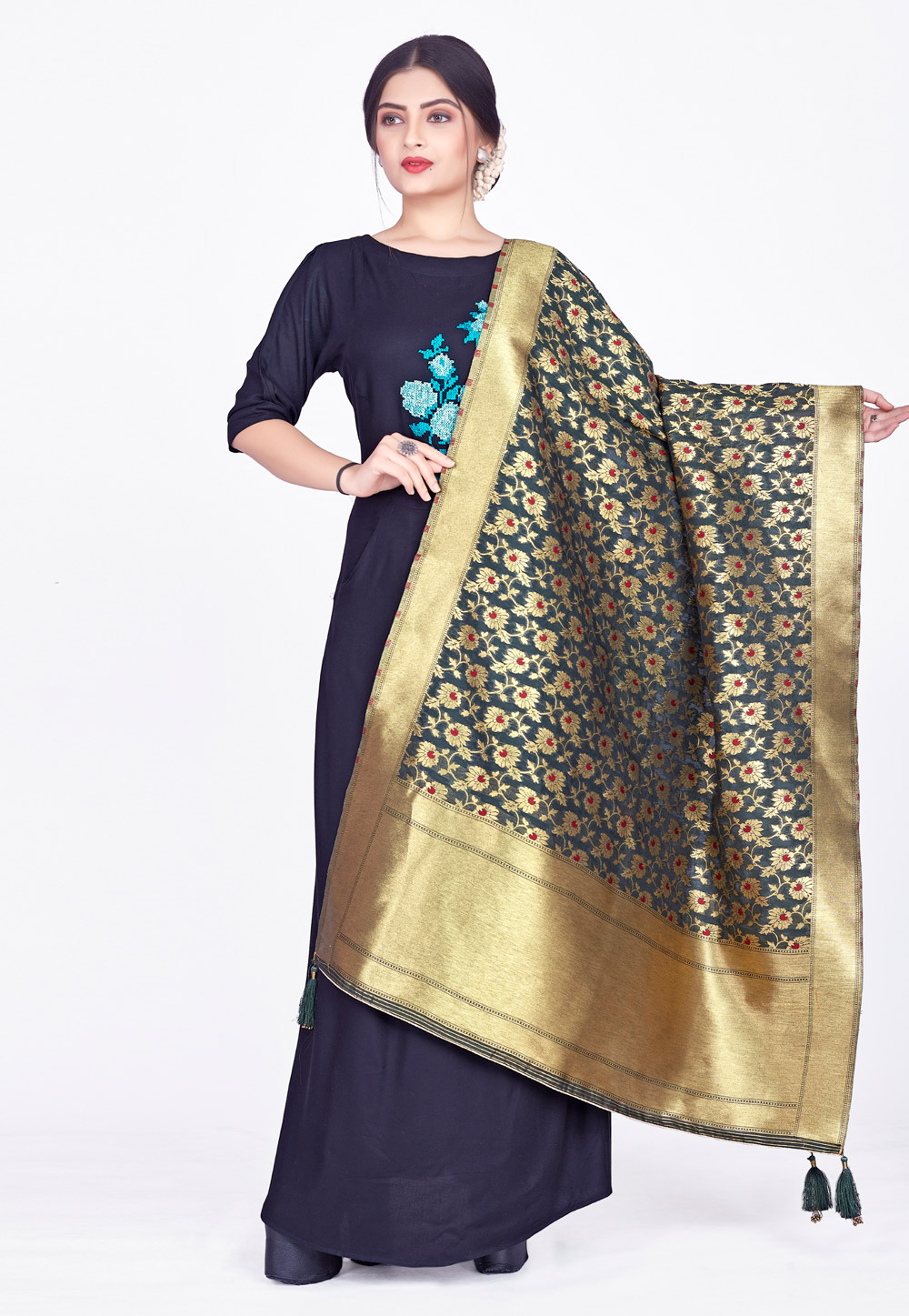 Teal Chanderi Dupatta 264501