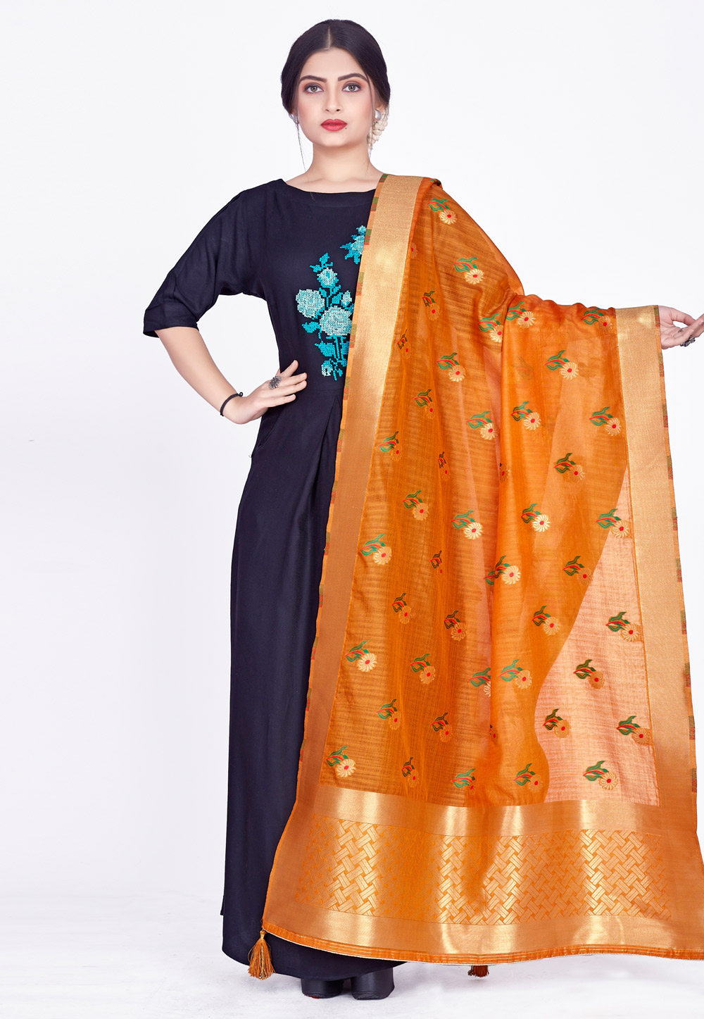 Orange Chanderi Dupatta 264492