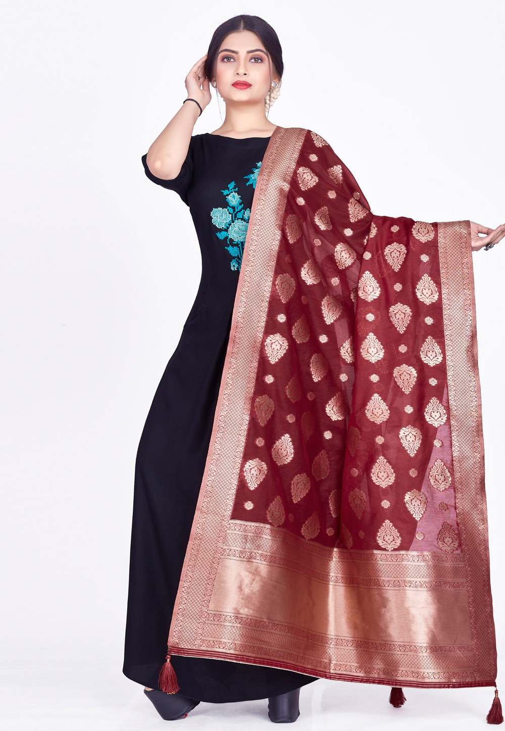 Maroon Chanderi Dupatta 264493