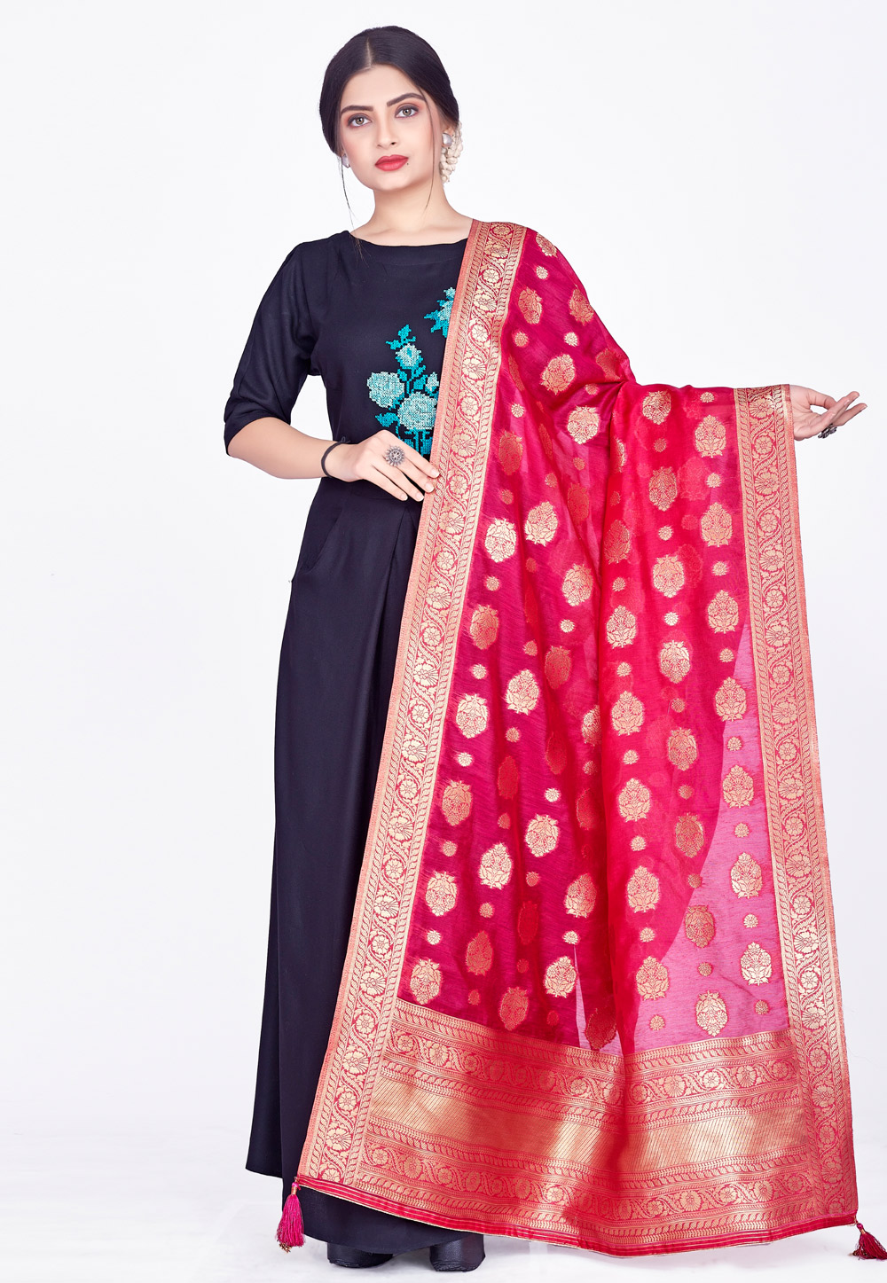 Magenta Chanderi Dupatta 264496