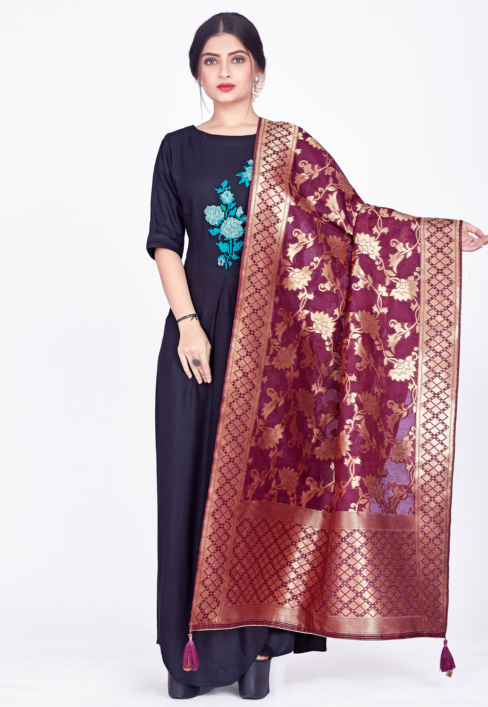 Purple Chanderi Dupatta 264497