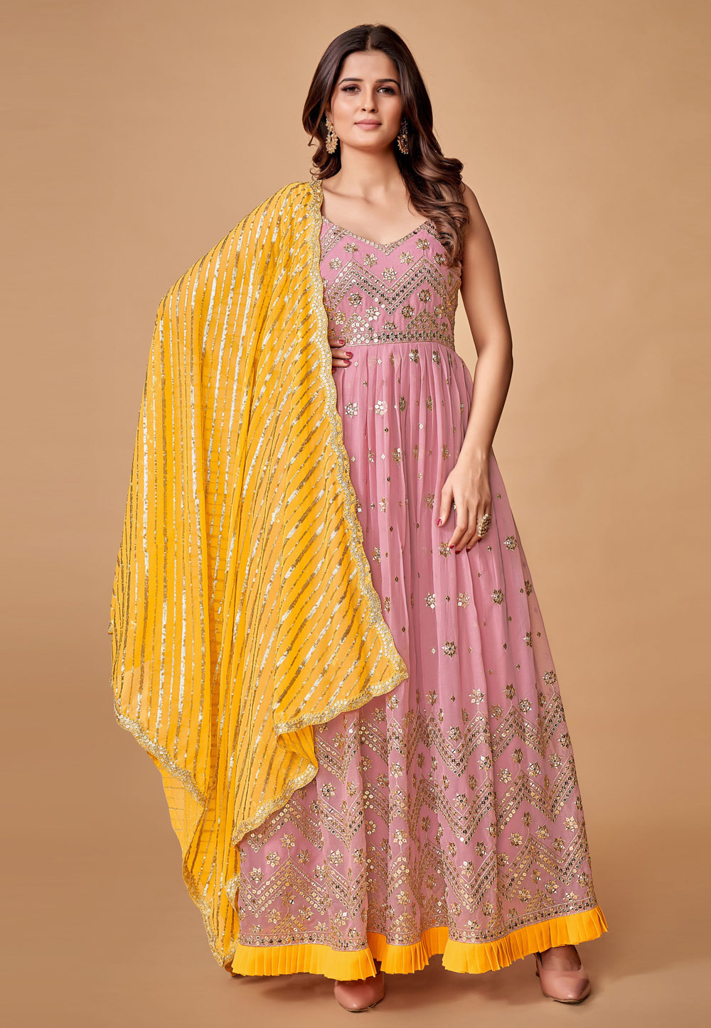 Pink Georgette Gown 261040