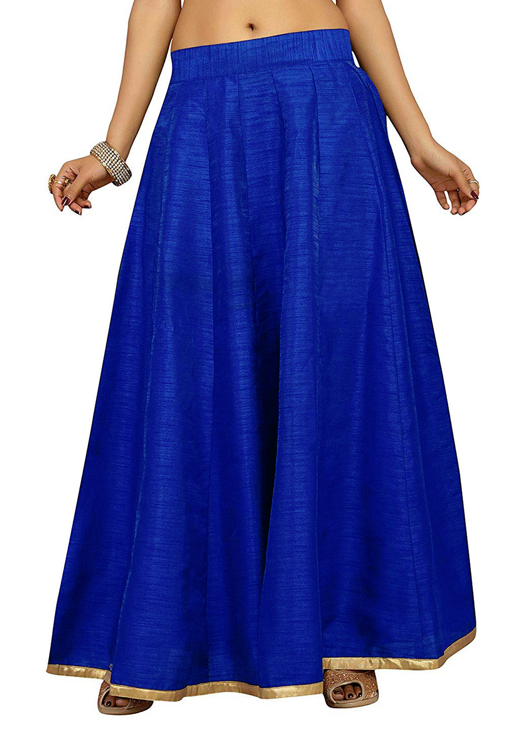 Blue Dupion Silk Readymade Skirt 181402