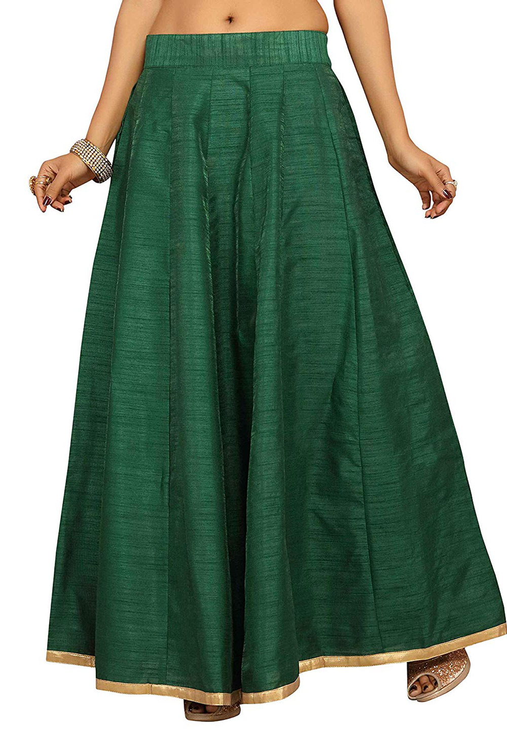 Green Dupion Silk Readymade Skirt 181403