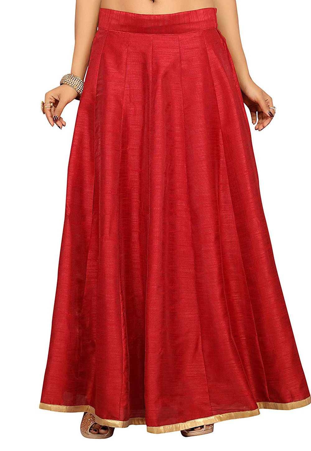 Red Dupion Silk Readymade Skirt 181404