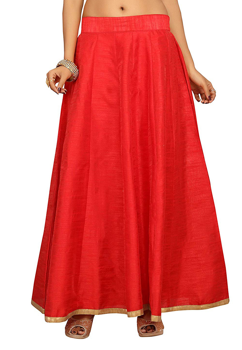 Red Dupion Silk Readymade Skirt 181406