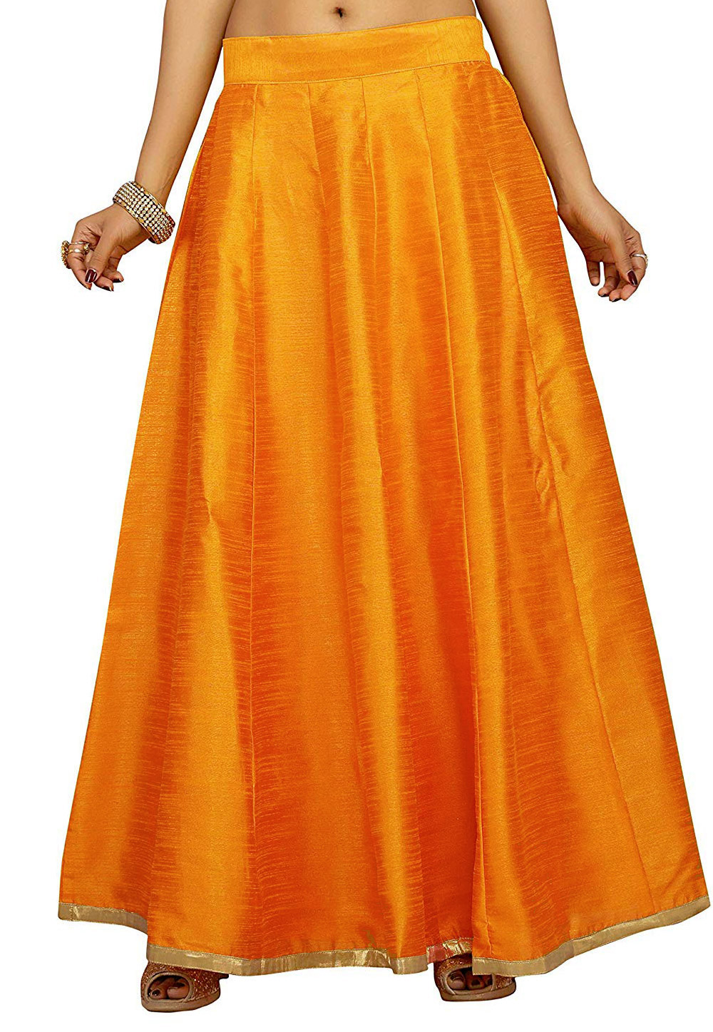 Yellow Dupion Silk Readymade Skirt 181407