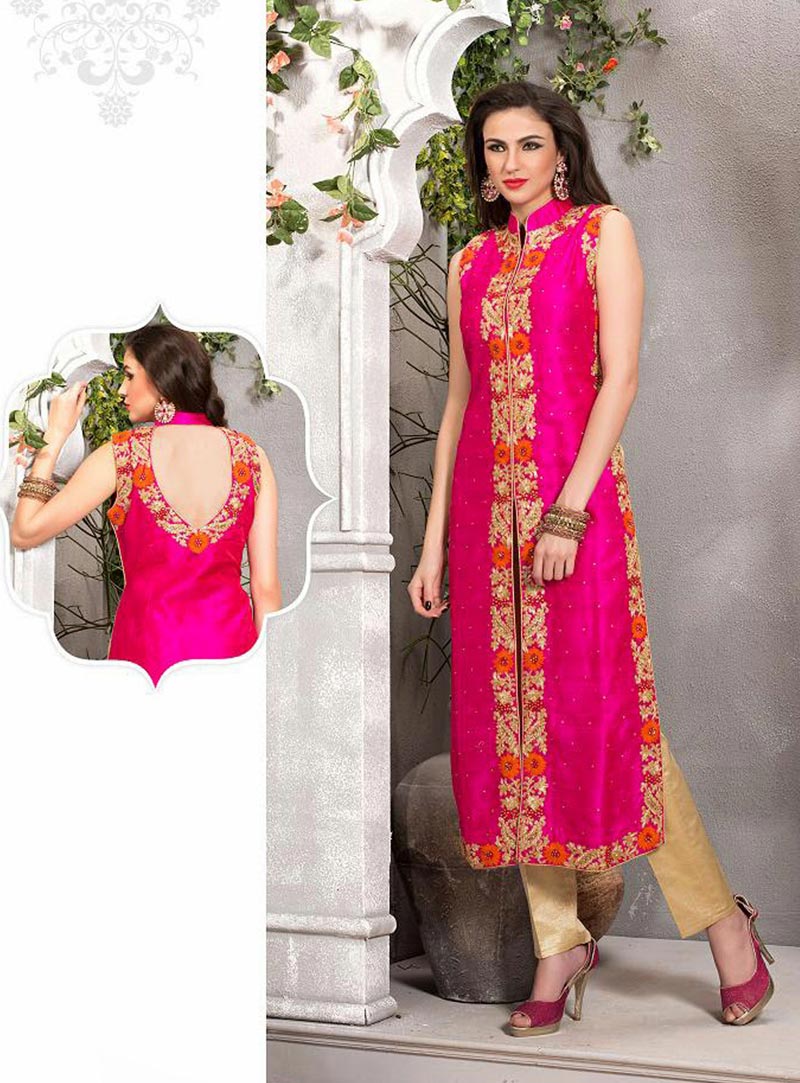 Pink Art Raw Silk Designer Salwar Kameez 43112