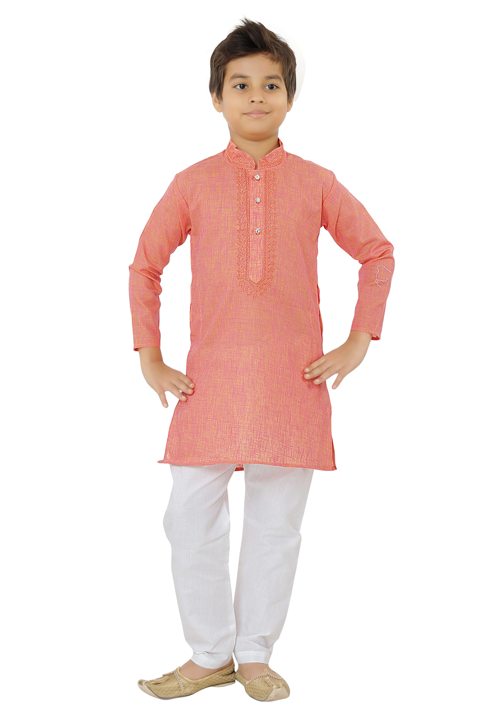 Pink Cotton Readymade Kids Kurta Pajama 212007