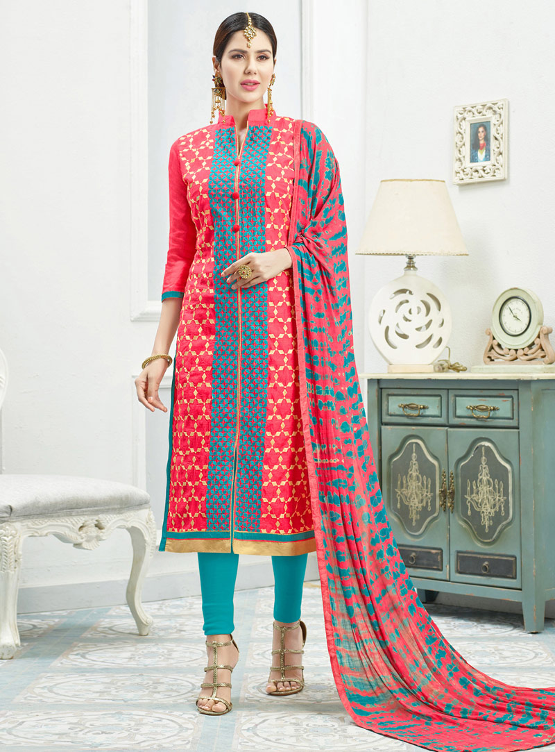 Pink Chanderi Cotton Pakistani Style Salwar Suit 106443