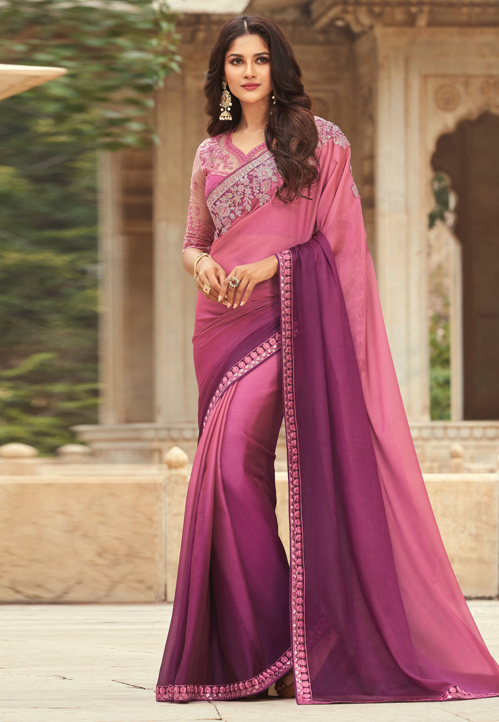 Pink Chiffon Festival Wear Saree 230784