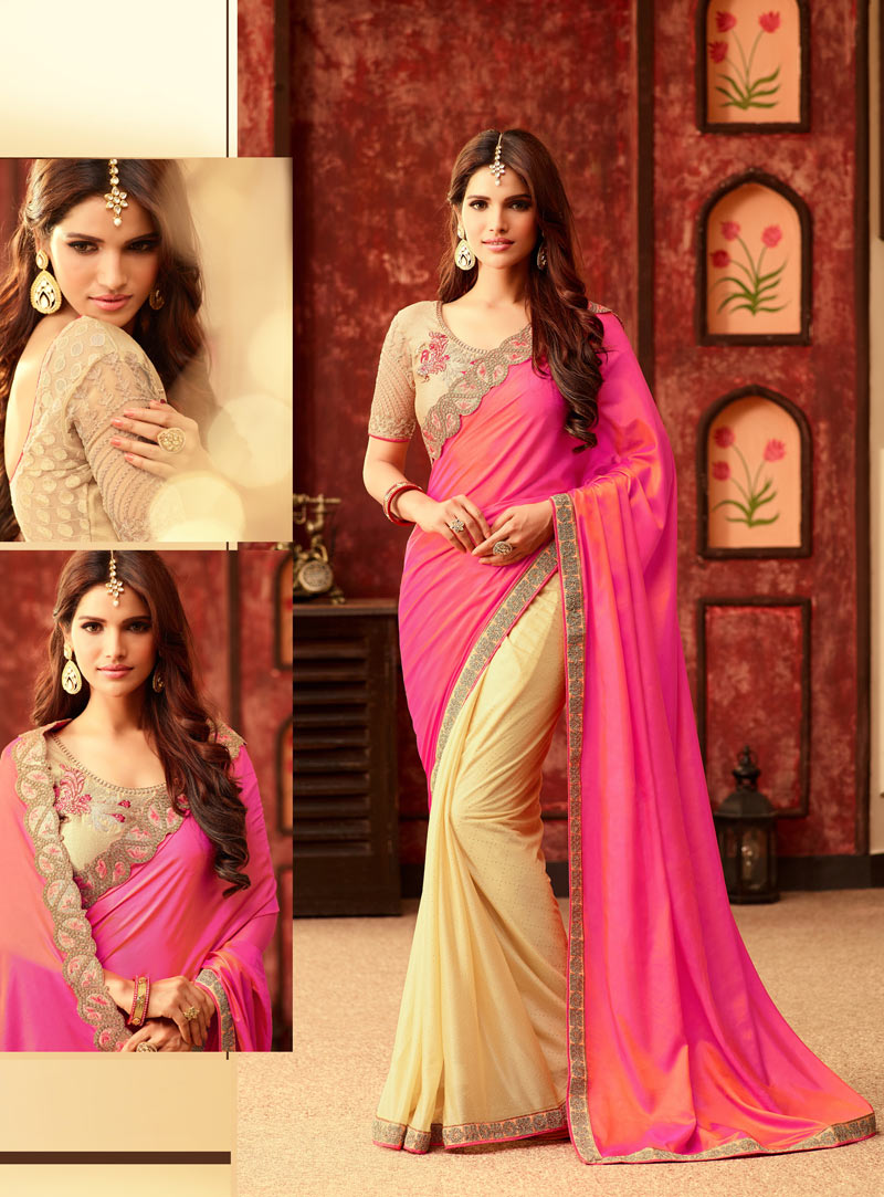 Pink Silk Festival Wear Saree With Embroidered Blouse 88205