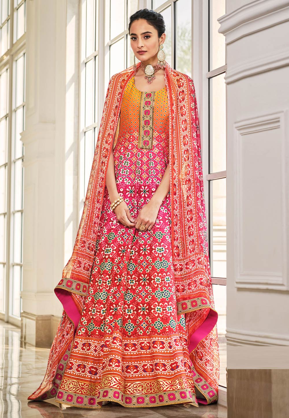 Pink Silk Readymade Abaya Style Anarkali Suit 248027