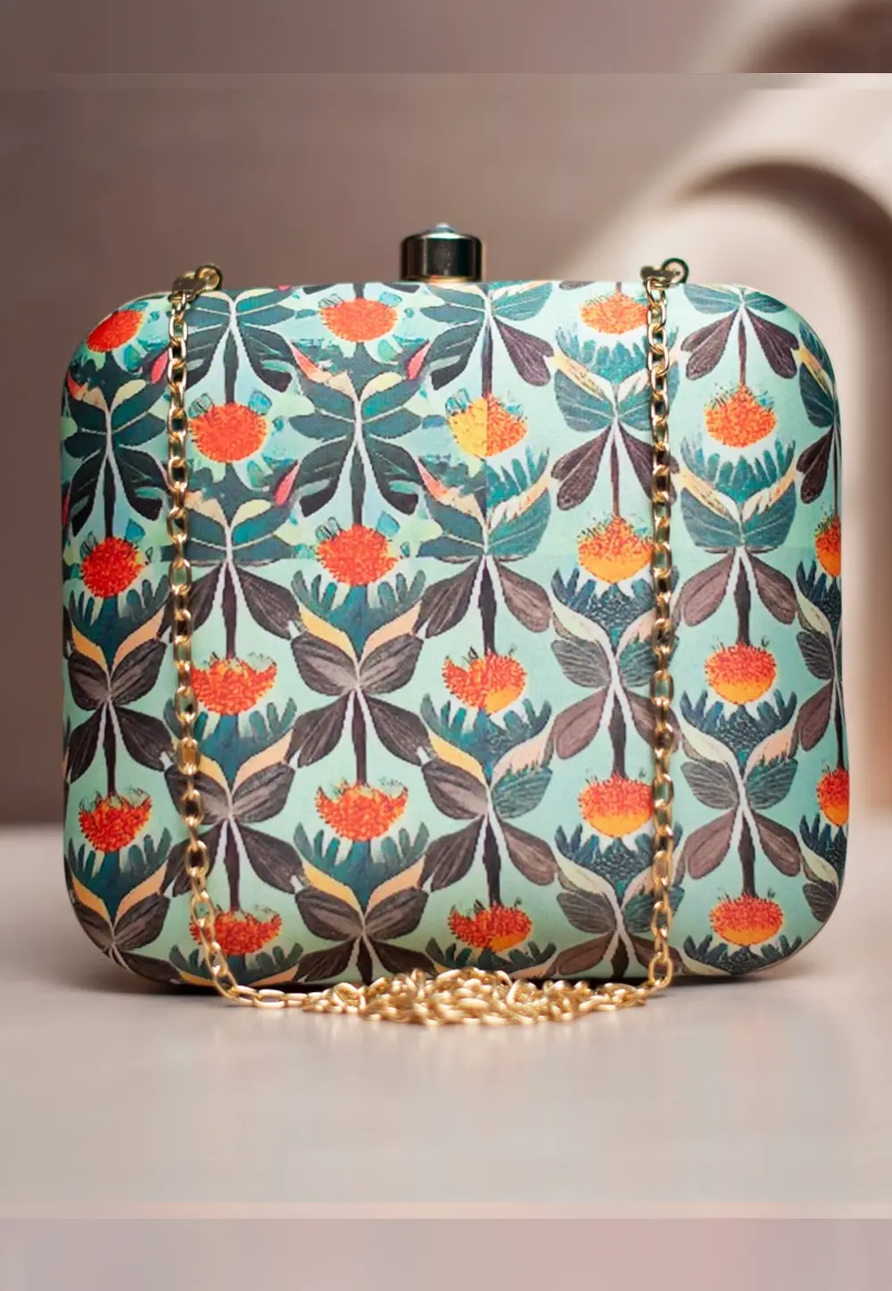 Sea Green Art Silk Clutch 298729