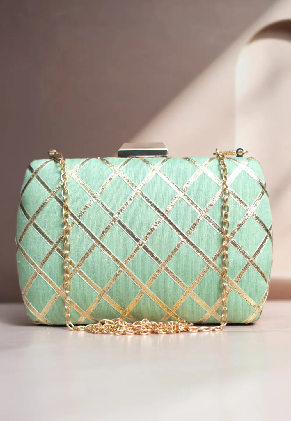 Sea Green Art Silk Clutch 299585