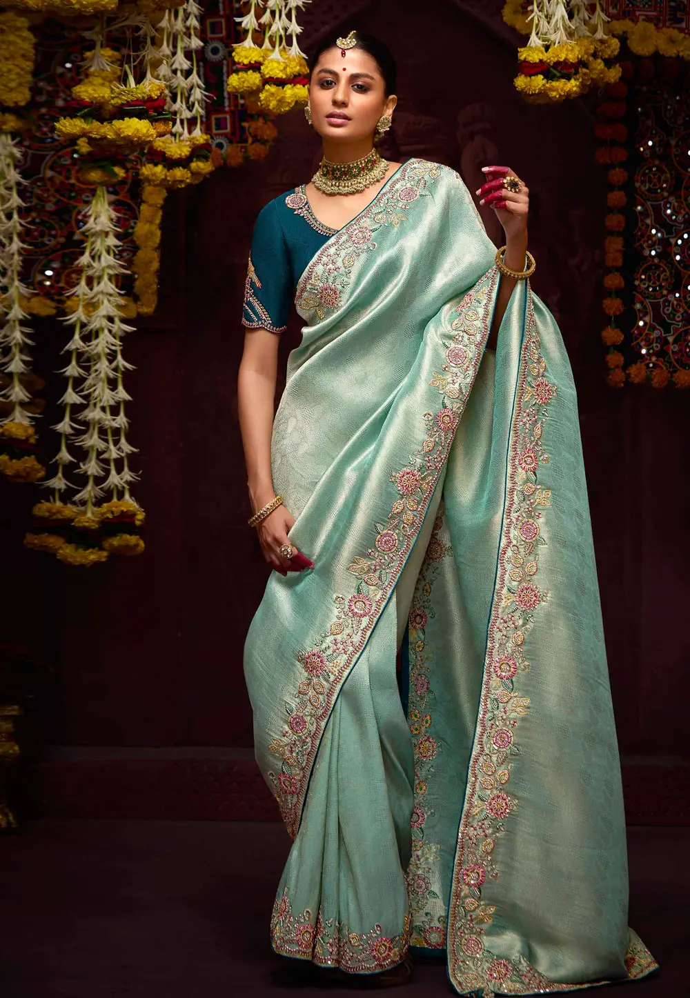 Sea Green Banarasi Saree 297931