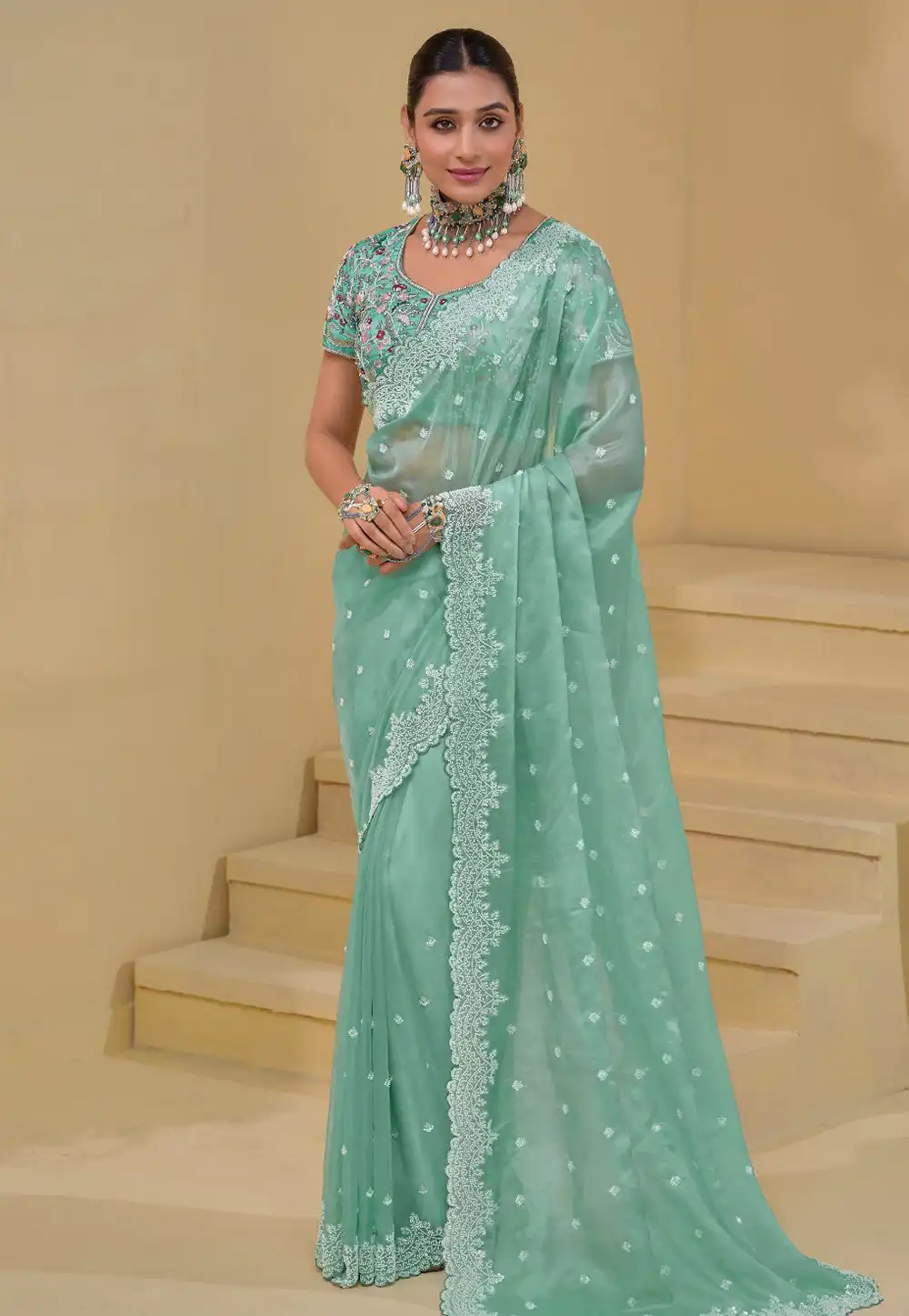 Sea Green Banarasi Saree 294884