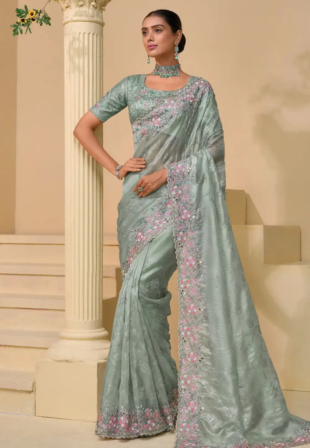 Sea Green Banarasi Saree 294886