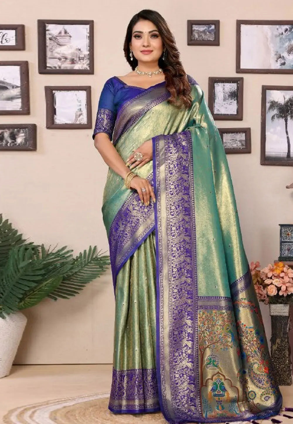 Sea Green Banarasi Silk Saree 302633