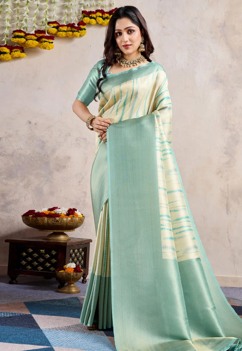 Sea Green Banarasi Silk Saree 302672