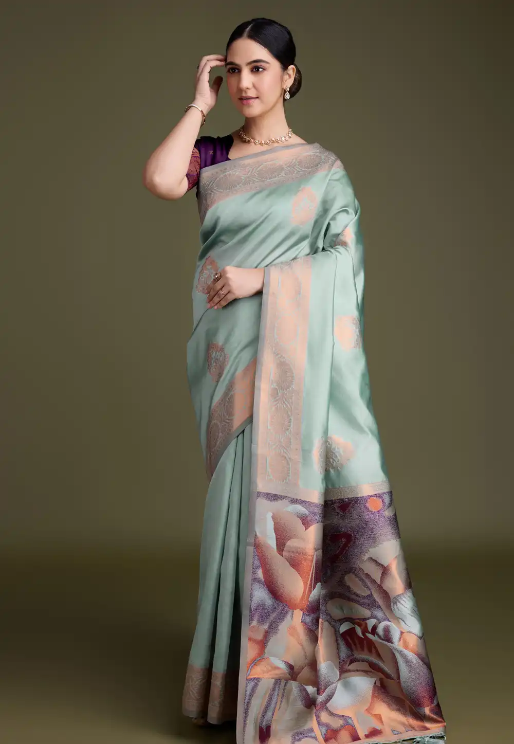 Sea Green Banarasi Silk Saree 291242