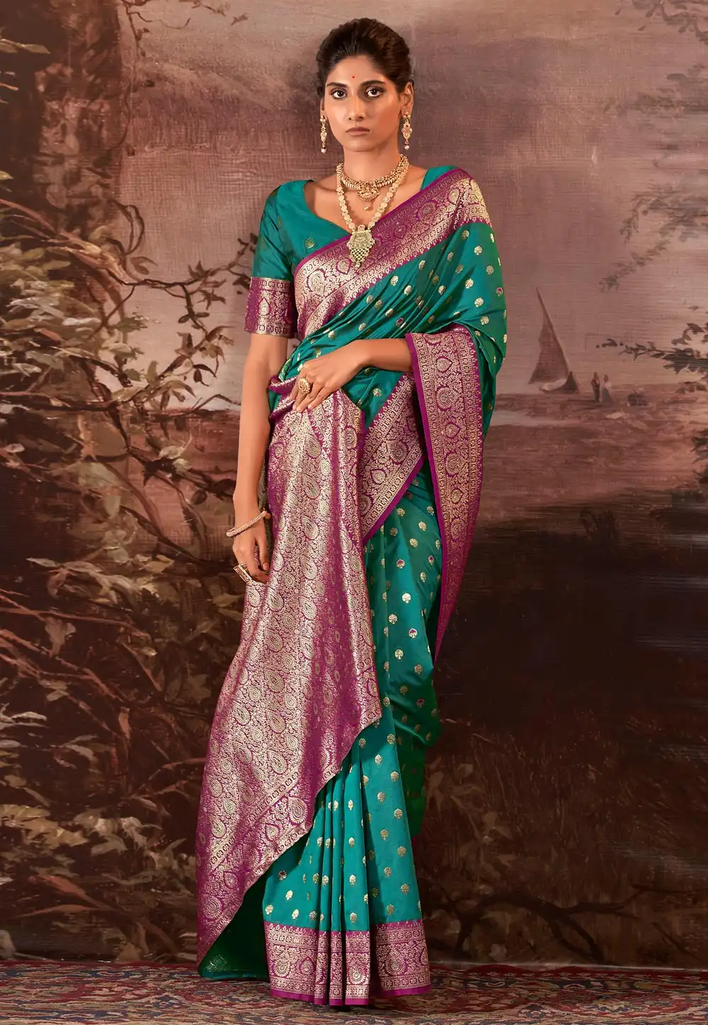 Sea Green Banarasi Silk Saree 290378